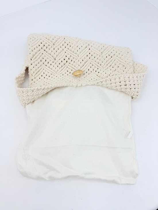 Boutique Cream Crochet Retro Vibes Boho Festival Lined Crossbody Bag - Picture 11 of 15